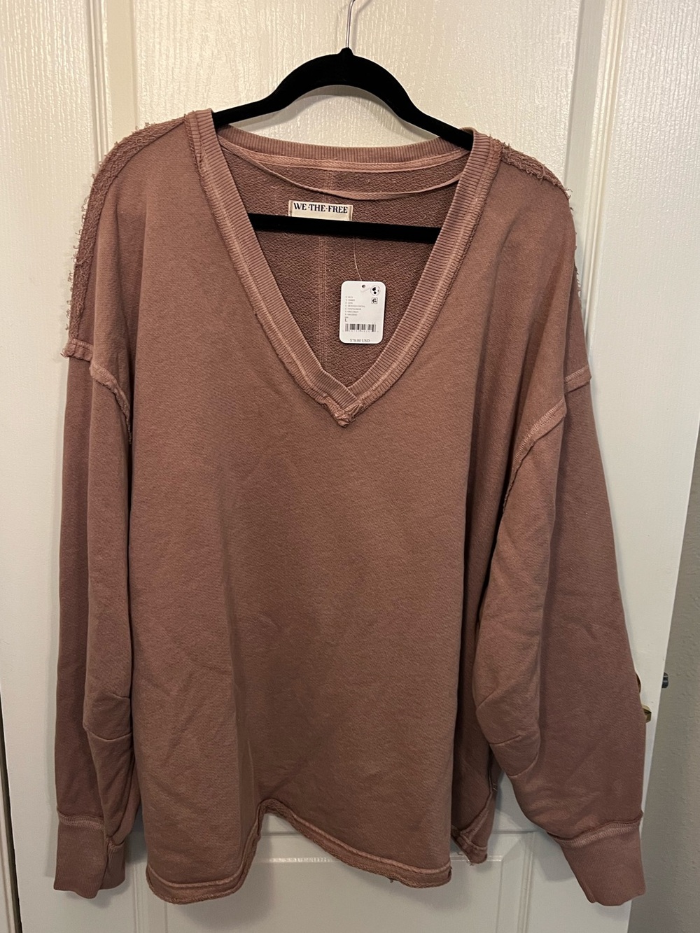 We The Free Venice V-Neck In Dusted Cocoa NWT Size L